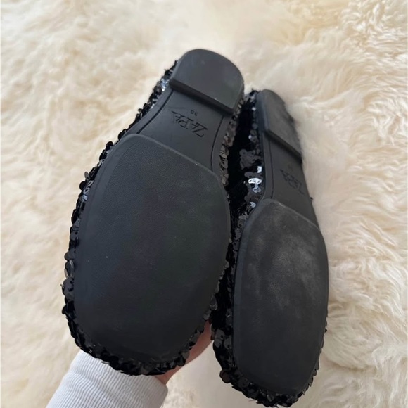 Zara black sequin ballet shoe size 35 BNWT - Picture 2 of 3